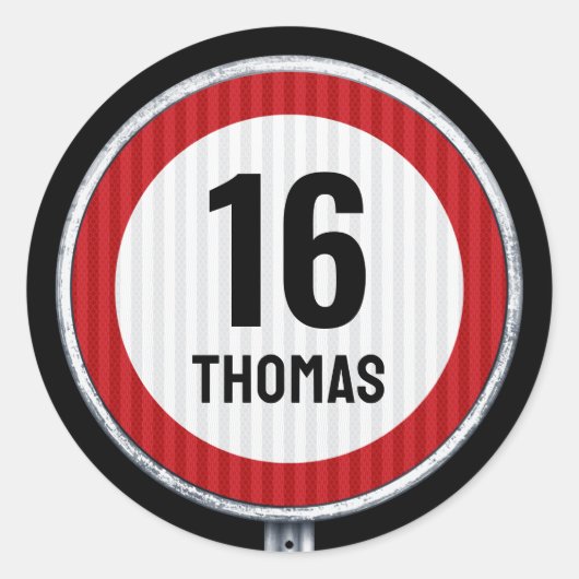 16th Birthday Speed Ronde Sticker (Voorkant)