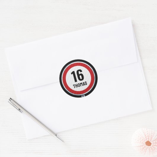 16th Birthday Speed  Ronde Sticker (Envelop)