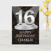 16th Birthday Spotlights Voeg een naam toe Kaart (Gele Bloem)