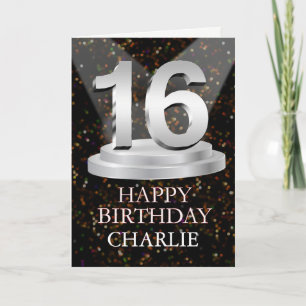 16th Birthday Spotlights Voeg een naam toe Kaart