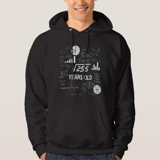 16th Birthday Square Root Math 16 Years Old Bday Hoodie (Voorkant)