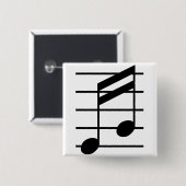 16th note 3 vierkante button 5,1 cm (Voorkant /achterkant)
