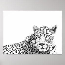 16x12-inch moderne zwarte en witte jaguar poster
