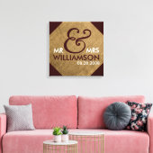16x16 Burlap Wrapped Canvas Wedding Date Art Afdruk (Insitu (Woonkamer))