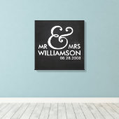 16x16 Chalkboard Wrapped Canvas Wedding Date Art Afdruk (Insitu (Houten vloer))