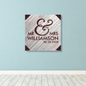 16x16 Country Wood Wrapped Canvas Wedding Date Art (Insitu (Houten vloer))