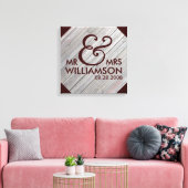 16x16 Country Wood Wrapped Canvas Wedding Date Art (Insitu (Woonkamer))