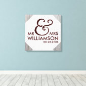 16x16 Country Wood Wrapped Canvas Wedding Date Art (Insitu (Houten vloer))