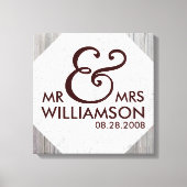 16x16 Country Wood Wrapped Canvas Wedding Date Art (Voorkant)