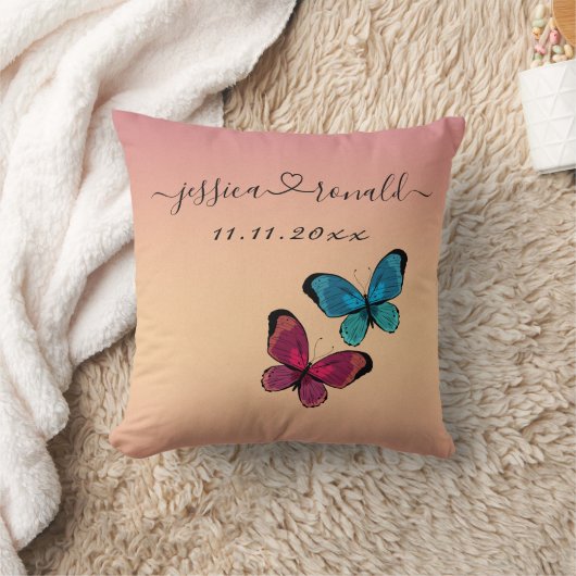 16x16 Roze Gouden Namen & Datum Trouwkussen Kussen (Deken)