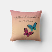 16x16 Roze Gouden Namen & Datum Trouwkussen Kussen (Voorkant)