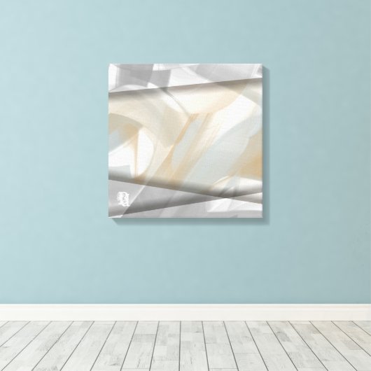 16x16" Sandy Tornado Trend Abstracte Kunst Beige Canvas Afdruk (Insitu (Houten vloer))