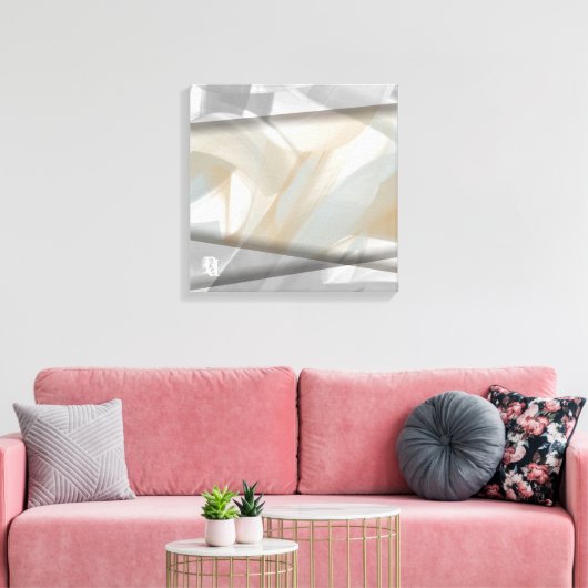 16x16" Sandy Tornado Trend Abstracte Kunst Beige Canvas Afdruk (Insitu (Woonkamer))