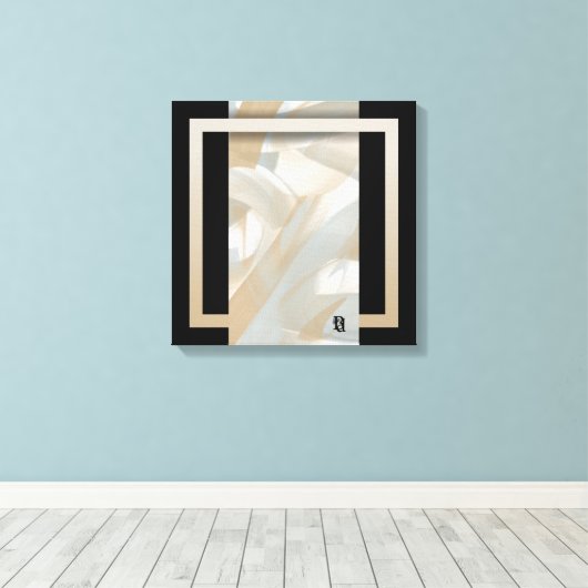 16x16" Sandy Tornado Trend Abstracte Kunst Beige Canvas Afdruk (Insitu (Houten vloer))