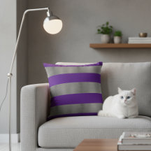 16x16 Sierkussen voor Grey Couch - Paarse Stripe