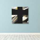 16x16" Trend Abstract Art Canvas Black White Gold (Insitu (Houten vloer))