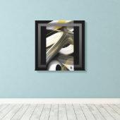 16x16" Trend Abstract Art Canvas Black White Gold (Insitu (Houten vloer))