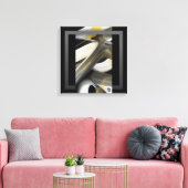 16x16" Trend Abstract Art Canvas Black White Gold (Insitu (Woonkamer))