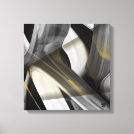 16x16" Trend Abstract Art Canvas Black White Gold