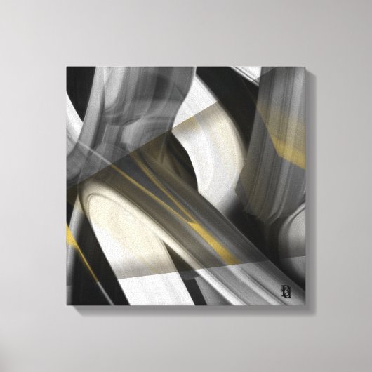 16x16" Trend Abstract Art Canvas Black White Gold (Voorkant)