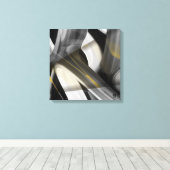 16x16" Trend Abstract Art Canvas Black White Gold (Insitu (Houten vloer))