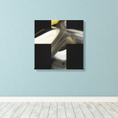 16x16" Trend Abstract Art Canvas Black White Gold Afdruk (Insitu (Houten vloer))