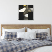 16x16" Trend Abstract Art Canvas Black White Gold Afdruk (Insitu (Slaapkamer))
