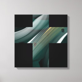 16x16" Trend Abstract Art Canvas Black White Green