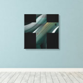 16x16" Trend Abstract Art Canvas Black White Green (Insitu (Houten vloer))