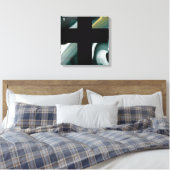 16x16" Trend Abstract Art Canvas Black White Green Afdruk (Insitu (Slaapkamer))