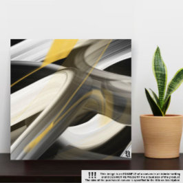 16x16" Trend Abstract Art Canvas Zwart Wit Goud