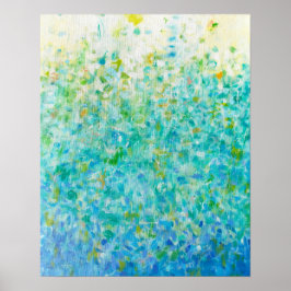 16x20 Abstracte Turquoise Blue Light Yellow Print