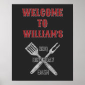 16x20 Backyard BBQ Birthday Party Welkomstteken Poster (Voorkant)