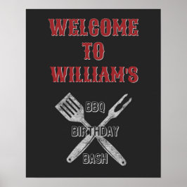 16x20 Backyard BBQ Birthday Party Welkomstteken Poster