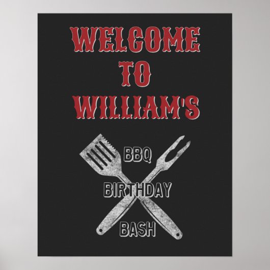 16x20 Backyard BBQ Birthday Party Welkomstteken Poster (Voorkant)