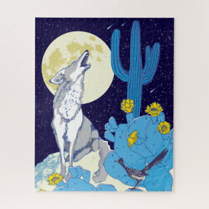 16x20 Howling Coyote Puzzle for Colorblind People Legpuzzel