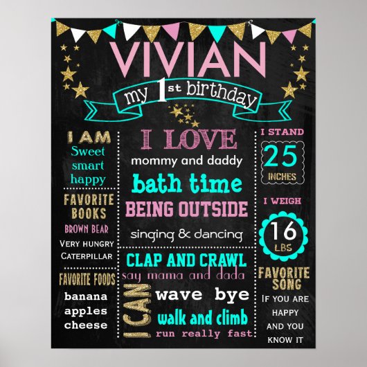 16x20-inch Birthday-bord op maat Poster (Voorkant)