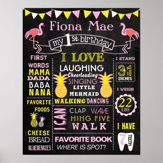 16x20-inch Flamingo Panananas Birthday-bordbord Poster (Voorkant)