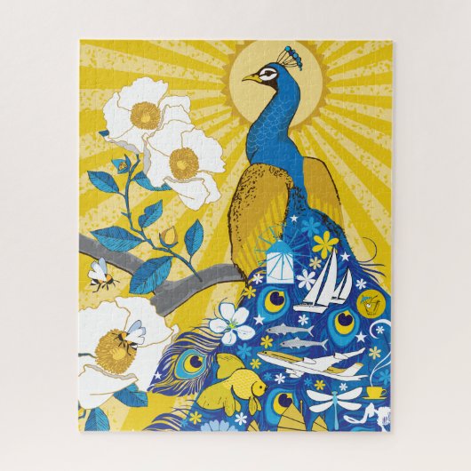 16x20 Peacock Puzzle for Colorblind People Legpuzzel (Verticaal)