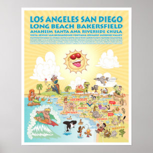 16x20 Southern California Cities Poster