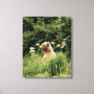 16x20 Wrapped Canvas (glanzend) met grizzly beer