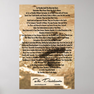 16x24 Desiderata-gedicht met zandvoetafdrukken Poster