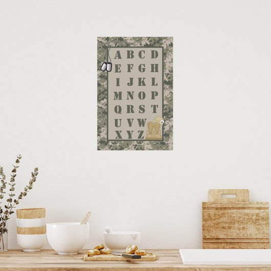 16x24 Nursery Art ABC Chart ARMY ACU Camoflauge Poster (Keuken)