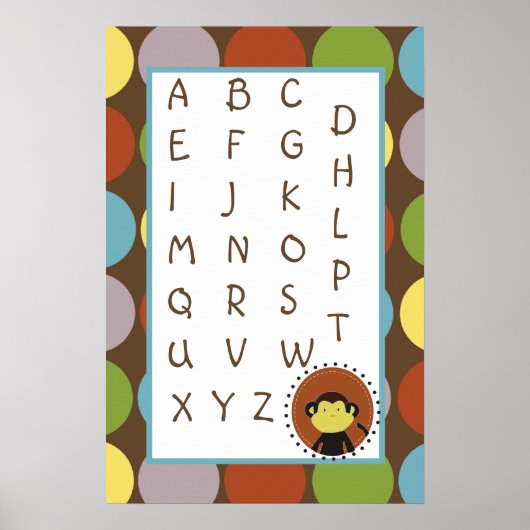 16x24 Nursery Art ABC Chart Oerwoud Tales Safari Poster (Voorkant)