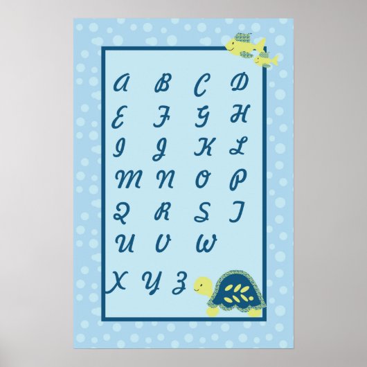 16x24 Nursery Art ABC Chart Turtle Reef Ocean Zee Poster (Voorkant)