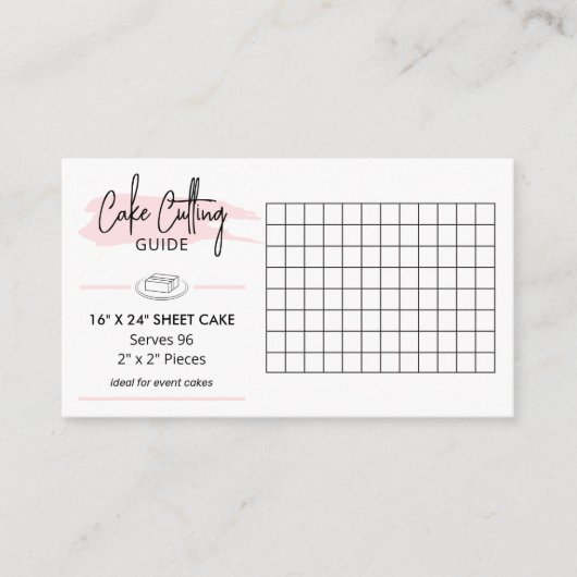 16x24"Rechthoek Cake Serving Guide 2x2 Porties Informatiekaartje (Voorkant)