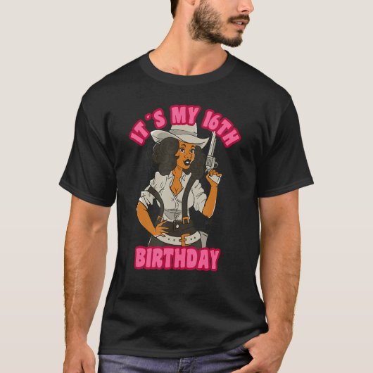 16yo Cowgirl op 16-jarige dag zijn 16e verjaardag T-shirt (Voorkant)