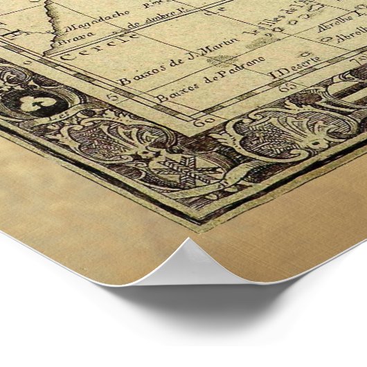 1700 AD OUD Poster WERELDKAART (Hoek)