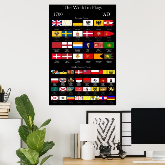 1700 AD-vlaggen van de wereld Poster (Thuiskantoor)