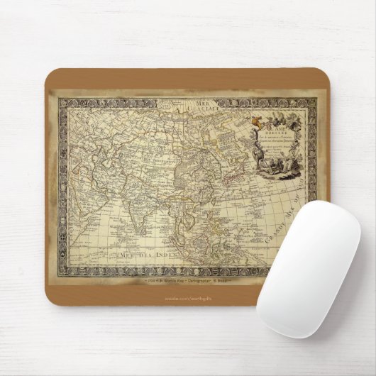 1700 ANTIEK Wereldkaart Mousepad Muismat (Met muis)